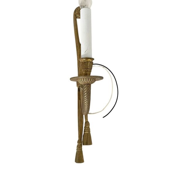 19th Century Louis XVI Style Knot and Tassel Candle Wall Scince Single Light - Picture 1 of 7